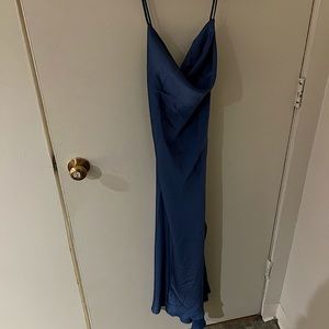 ASTR Gaia silk midi dress - medium - denim